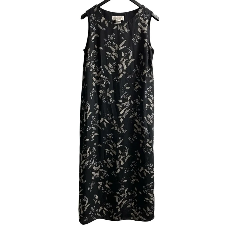 Vintage Jones New York Dress Black Chiffon Maxi Size 14‎ Office Career Event